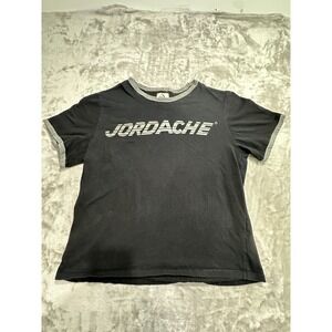 Jordache Vintage Rare T-Shirt Men's Size 2XL Black Gray Trimmed Crew Neck